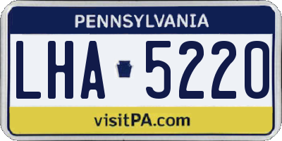 PA license plate LHA5220