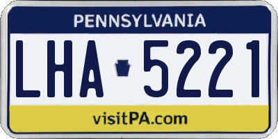 PA license plate LHA5221
