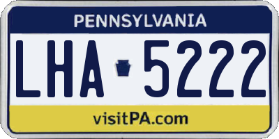 PA license plate LHA5222