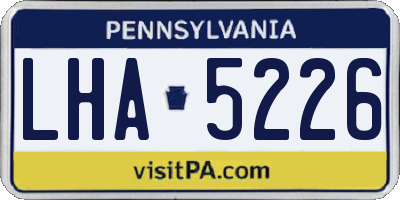 PA license plate LHA5226
