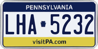 PA license plate LHA5232