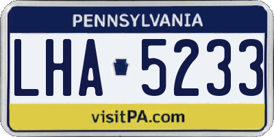 PA license plate LHA5233