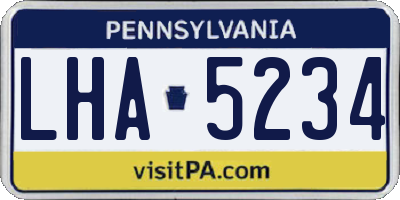 PA license plate LHA5234