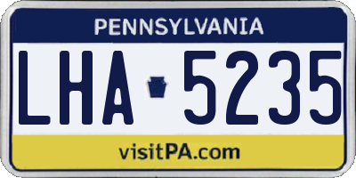 PA license plate LHA5235