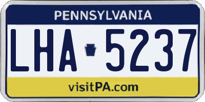 PA license plate LHA5237