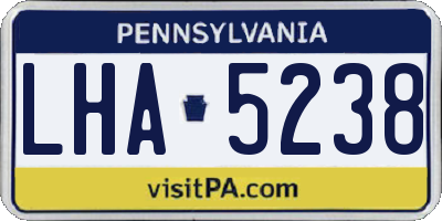 PA license plate LHA5238