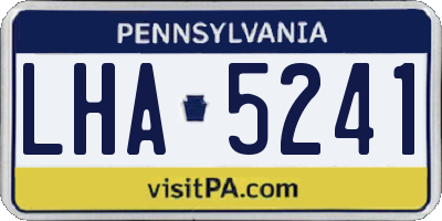 PA license plate LHA5241