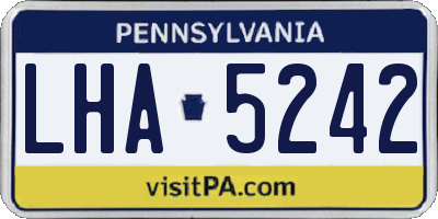 PA license plate LHA5242