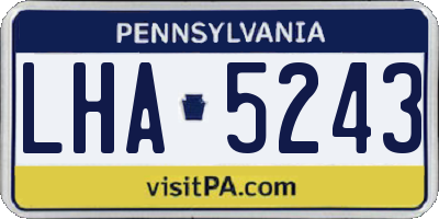 PA license plate LHA5243