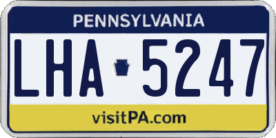 PA license plate LHA5247
