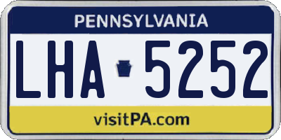 PA license plate LHA5252