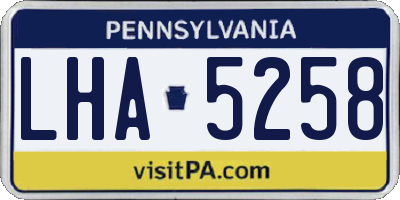 PA license plate LHA5258