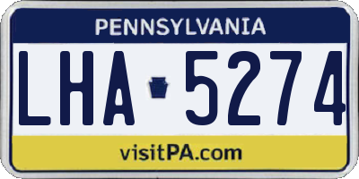 PA license plate LHA5274