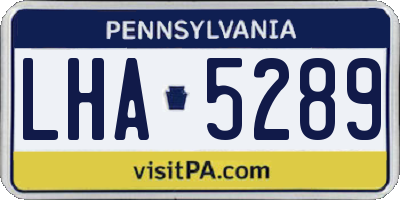 PA license plate LHA5289