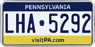 PA license plate LHA5292