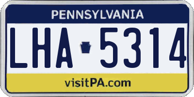 PA license plate LHA5314