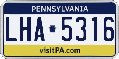 PA license plate LHA5316