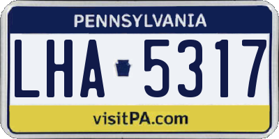 PA license plate LHA5317