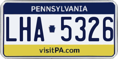 PA license plate LHA5326