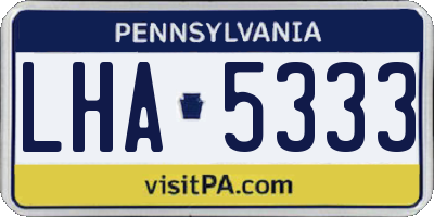 PA license plate LHA5333