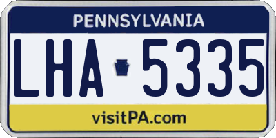 PA license plate LHA5335