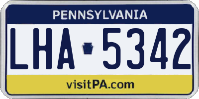 PA license plate LHA5342