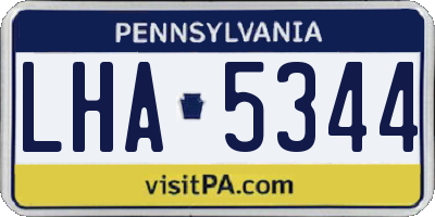 PA license plate LHA5344