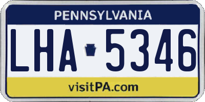 PA license plate LHA5346