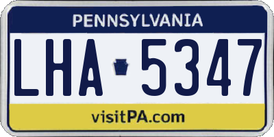 PA license plate LHA5347