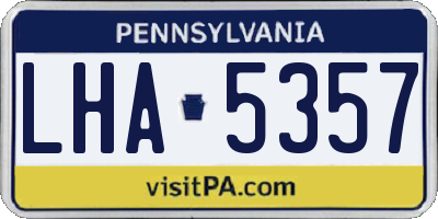PA license plate LHA5357