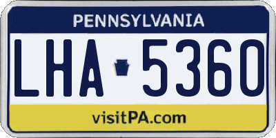 PA license plate LHA5360