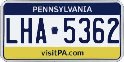 PA license plate LHA5362