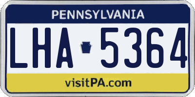 PA license plate LHA5364