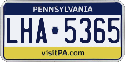 PA license plate LHA5365