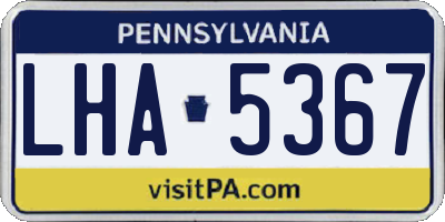 PA license plate LHA5367
