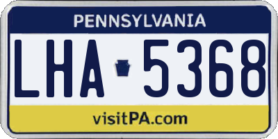 PA license plate LHA5368