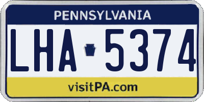 PA license plate LHA5374