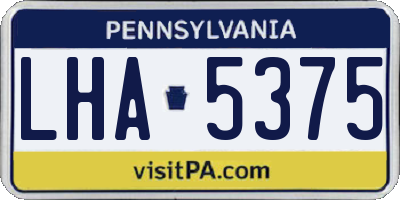 PA license plate LHA5375
