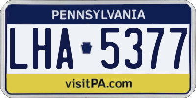 PA license plate LHA5377