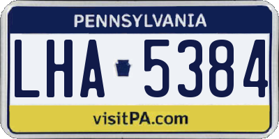 PA license plate LHA5384