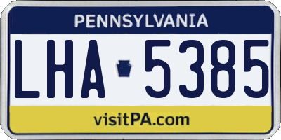 PA license plate LHA5385