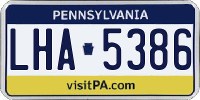 PA license plate LHA5386