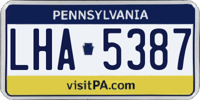 PA license plate LHA5387