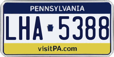PA license plate LHA5388