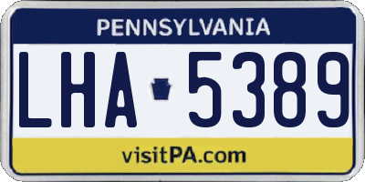 PA license plate LHA5389