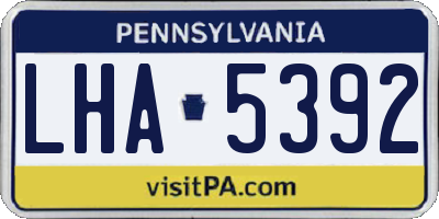 PA license plate LHA5392