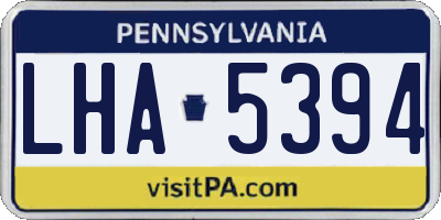 PA license plate LHA5394