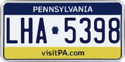 PA license plate LHA5398