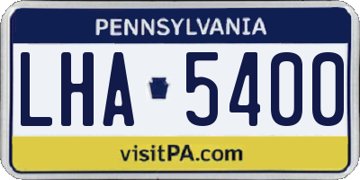PA license plate LHA5400