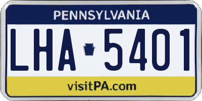 PA license plate LHA5401